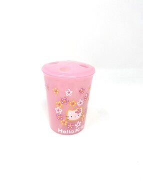 Hello Kitty Toothbrush Holder 4 Slots Pink Floral Bathroom Decor NWT